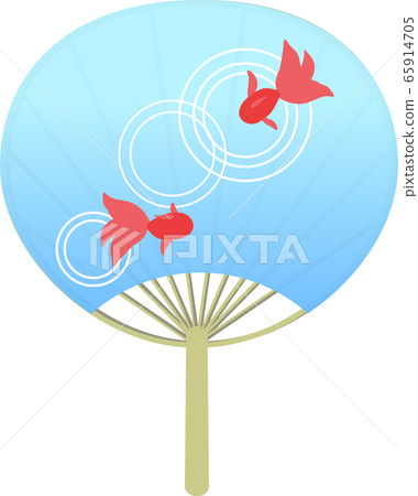 Japanese summer tradition, cool fan with goldfish pattern vector illustration 65914705