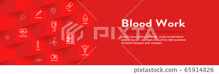 Blood testing work icon set and web header banner 65914826