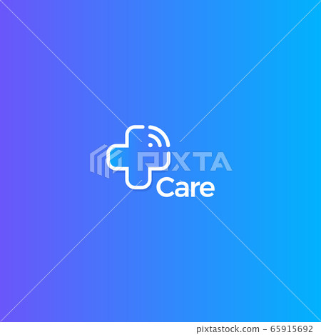 Medical cross logo. Modern healthcare system vector emblem. Distance doctor check up app icon. Isolated clinic, hospital and ambulance symbol. 65915692