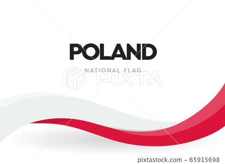 Polish waving flag. Red and white ribbon illustration. Poland national independence day banner. The 11th of November holiday poster. Polish annual celebration. Isolated patriotic vector postcard. 65915698