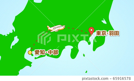 Illustration of simple airplane movement (from Chubu to Haneda) 65916578