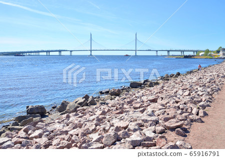 Cable bridge in Saint Petersburg. Cable bridge in Saint Petersburg. 65916791