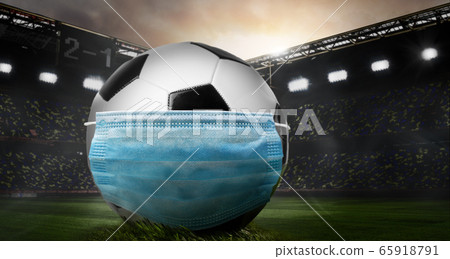 Soccer or football ball in mask 65918791