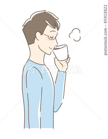 Side profile of a man drinking coffee in McCup Side profile of a man drinking coffee in McCup 65918822