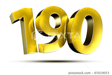 Number 190 Gold color 3d. 65919053