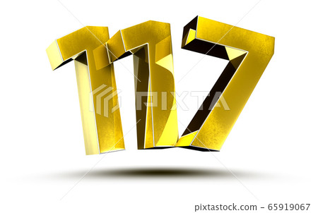 Number 117 Gold color 3d. Number 117 Gold color 3d. 65919067