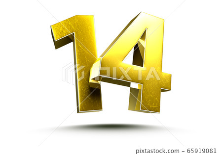 Number 14 Gold color 3d. Number 14 Gold color 3d. 65919081