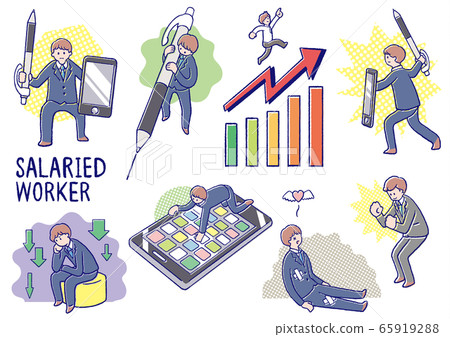 Office worker hand-painted set 65919288