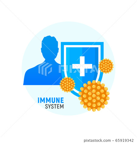 Immune system vector icon logo. Health bacteria virus protection. Medical prevention human germ 65919342