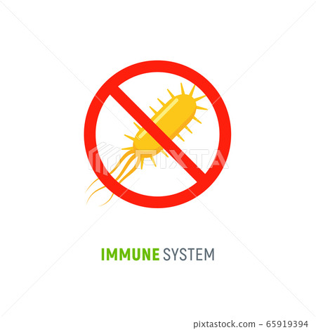 Immune bacteria system sign. Antibacterial virus sign. Immune protection antiseptic, anti desease 65919394