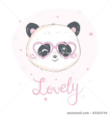 Panda In Glasses Black And White Bear Vector Stock Illustration