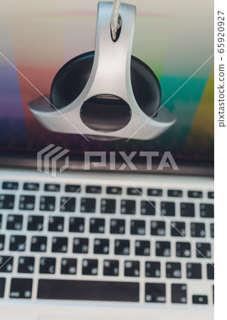photographer monitor with Display Calibration in the office, tools for calibrating colors. photographer monitor with Display Calibration in the office, tools for calibrating colors. 65920927