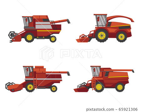 Harvesting combine set, vector isolated on white background flat style icon. Harvesting combine set, vector isolated on white background flat style icon. 65921306
