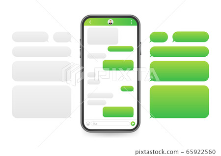 Chat Interface Application with Dialogue window. Clean Mobile UI Design Concept. Sms Messenger. Vector stock illustration. 65922560