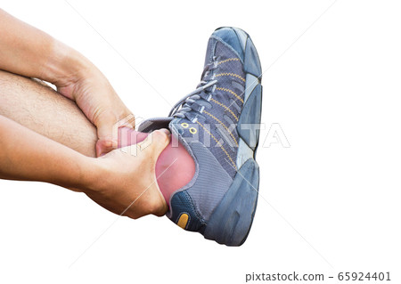 foot of man with injured foot and ankle painb after running foot of man with injured foot and ankle painb after running 65924401