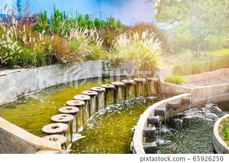pond Water in the garden Beautiful classic round 65926250