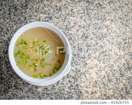 Mush morning breakfast on table mush with soup 65926755