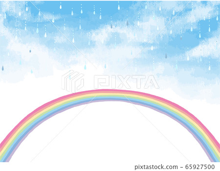 雨和藍天與彩虹的矢量圖 雨和藍天與彩虹的矢量圖 65927500