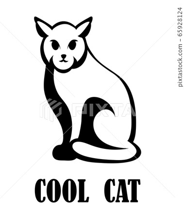 Black line art Vector illustration on a white background of a cat. Suitable for making logo. Black line art Vector illustration on a white background of a cat. Suitable for making logo. 65928124
