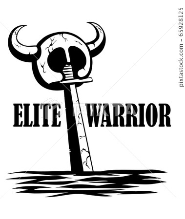 Black vector illustration of a sword stick on the battlefield With a warrior helmet is hanging. It has a white background. Black vector illustration of a sword stick on the battlefield With a warrior helmet is hanging. It has a white background. 65928125