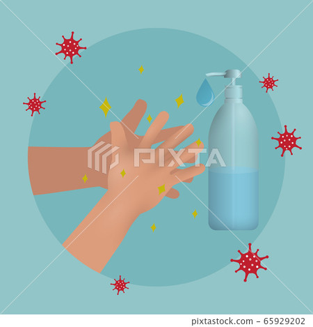Hand washes symbol by alcohol. Hand washes symbol by alcohol. 65929202