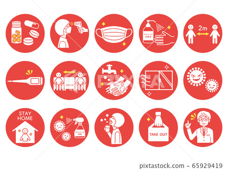 新的冠狀病毒感染預防插圖集08 新的冠狀病毒感染預防插圖集08 65929419