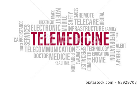Telemedicine Word Cloud. Telehealth remote 65929708