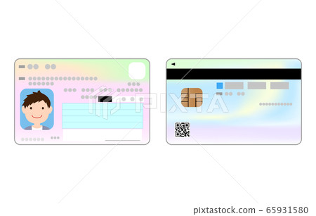 Illustration of front and back of my number card with male face photo Illustration of front and back of my number card with male face photo 65931580