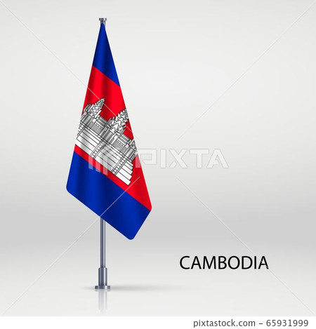 Hanging flag on flagpole Template for your design 65931999