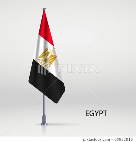 Hanging flag on flagpole Template for your design 65932016