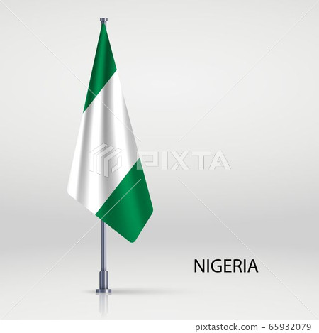 Hanging flag on flagpole Template for your design 65932079