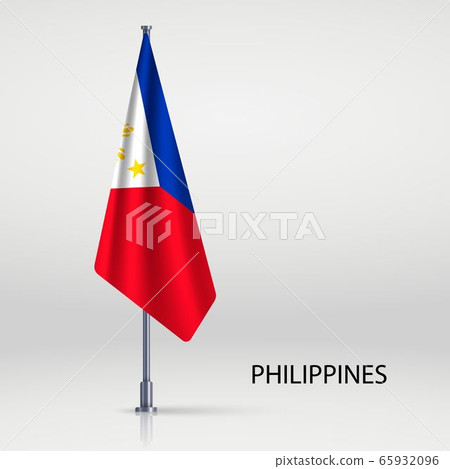 Hanging flag on flagpole Template for your design 65932096