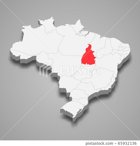 state location within Brazil 3d map Template for 65932136