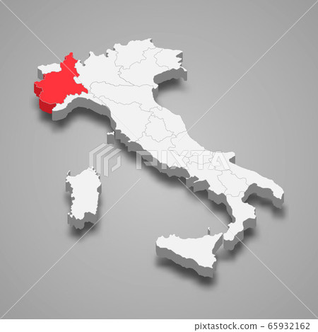 region location within Italy 3d map Template for 65932162