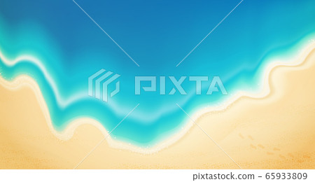 Top view summer with water play equipment placed on the beach. beach background with swim ring, sandals, umbrellas, balls, starfish and sea. vector illustration. Top view summer with water play equipment placed on the beach. beach background with swim ring, sandals, umbrellas, balls, starfish and sea. vector illustration. 65933809