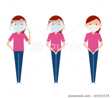 Mask face guard staff woman illustration 65935574