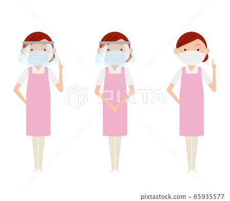 面具面罩圍裙的女人圖 65935577