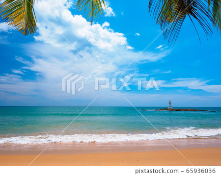 Tropical beach with lighthouse (Kaorak, Phang Nga province, Kingdom of Thailand) 65936036