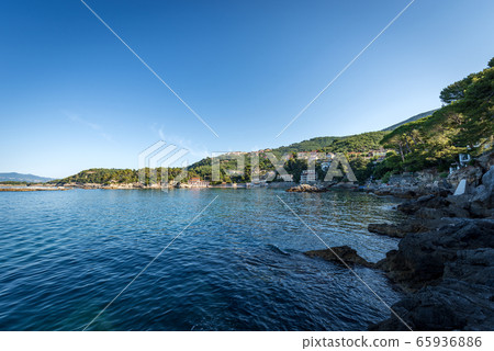 Fiascherino Beach in the Gulf of La Spezia Liguria Italy 65936886