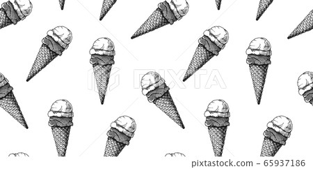Seamless pattern with ice cream. Vector - Stock Illustration [65937186 ...
