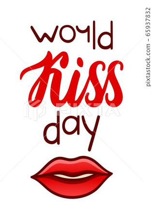 World kiss day red lettering with lips decoration World kiss day red lettering with lips decoration 65937832