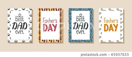 Set of greeting cards with letterings for Father's day Set of greeting cards with letterings for Father's day 65937833