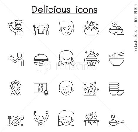Delicious icons set in thin line style Delicious icons set in thin line style 65939106