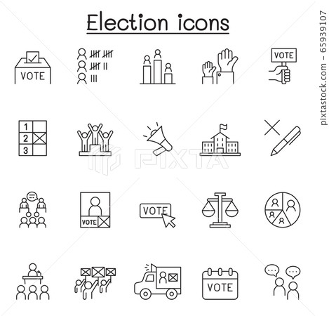 Election icons set in thin line style 65939107