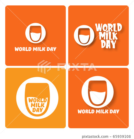 vector world milk day outline style icons set or label isolated on orange background. Milk day greeting poster design template. Milk day logo collection with milk glass vector world milk day outline style icons set or label isolated on orange background. Milk day greeting poster design template. Milk day logo collection with milk glass 65939108