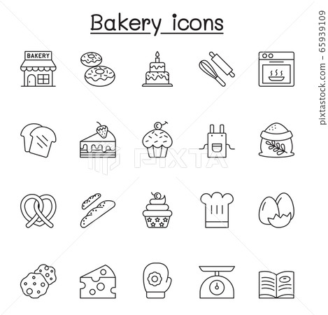 Bakery icons set in thin line style 65939109
