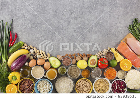 Balanced diet, an assortment of environmentally Balanced diet, an assortment of environmentally 65939533