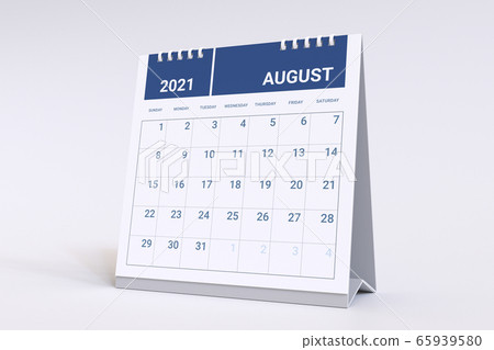 3D Rendering - Calendar for August. 2021 Monthly calendar week starts on sunday. 3D Rendering - Calendar for August. 2021 Monthly calendar week starts on sunday. 65939580