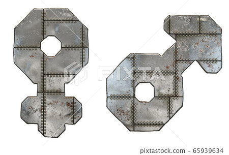 Set of symbols female and male made of industrial metal on white background 3d 65939634