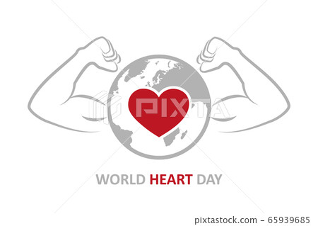 world heart day strong heart with muscular arms world heart day strong heart with muscular arms 65939685